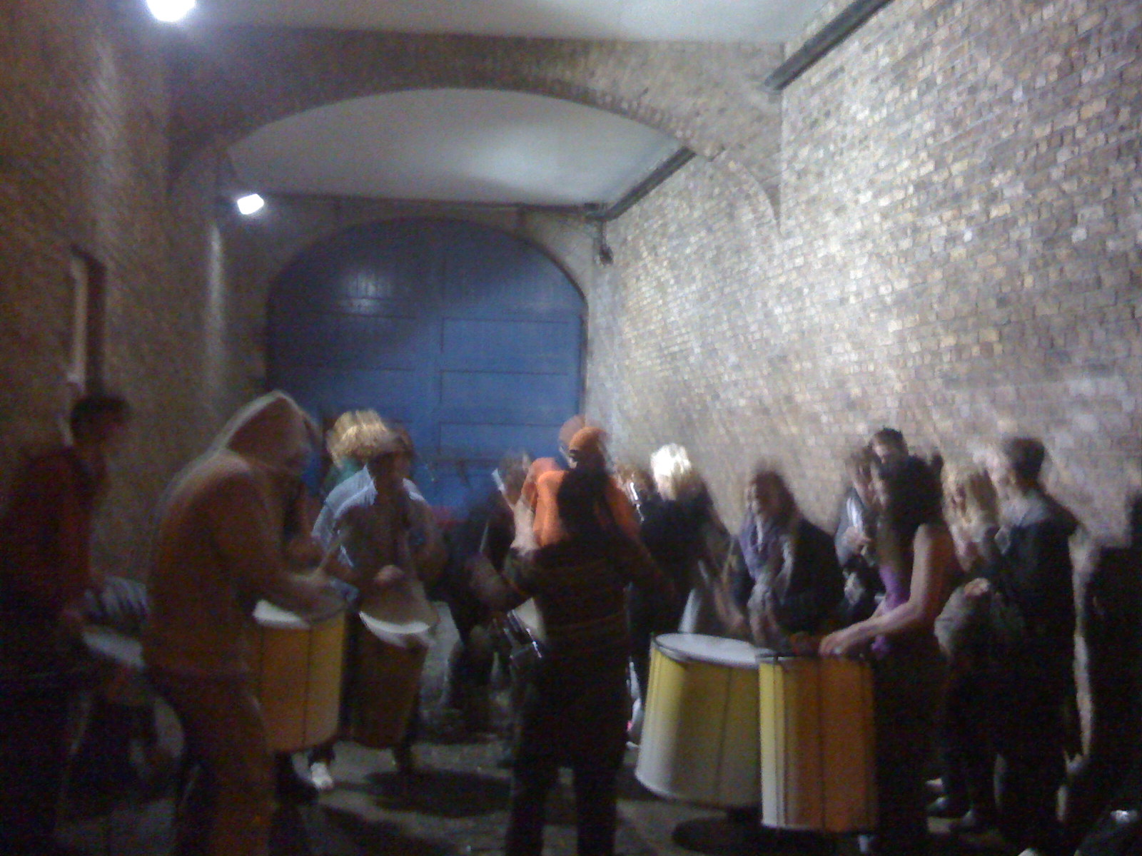 Declan Hurley: Happy City Samba playing at an Erasmus night in NCAD; with permission